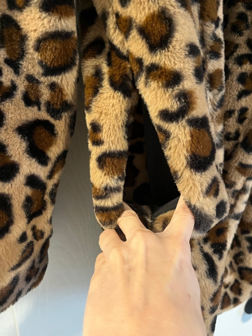 Love Tree Leopard Print Teddy Jacket in Brown and Black - Picture 5 of 5